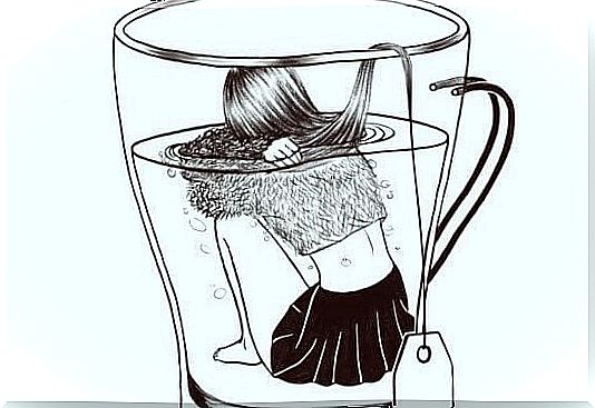 woman in a cup of tea