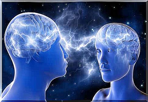 Two people connected by the brain.