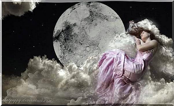 free woman under the moon