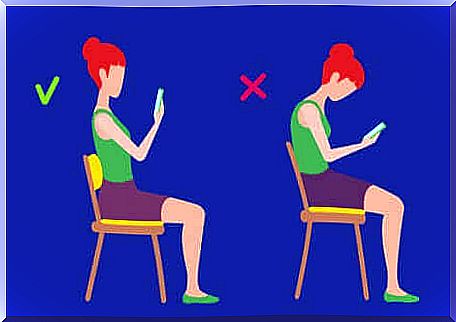 Correct posture in front of a screen.